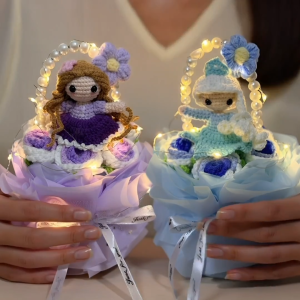[SG] Disney Princess Inspired Crotchet Doll Flower Bouquet Birthday Graduation Valentine Housewarming Gift