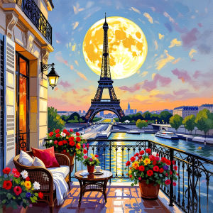 Huacan DIY Diamond Painting Eiffel Tower Full Square Round Mosaic Landscape Picture Of Rhinestones