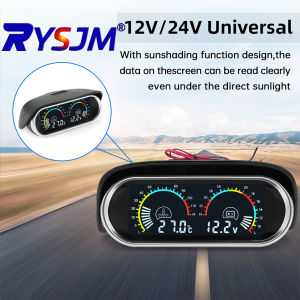 RYSJM | 2 in 1 Car LCD Gauge Water Temperature Meter+Oil Pressure with 1/8 NPT Temperature Sensor Blue Backlight
