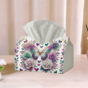 Bộ Tranh Kim Cương 1 Mảnh Với Họa Tiết Bướm Hộp Đựng Khăn Giấy Bằng Chất Liệu Da PU Dùng Trang Trí Bàn Làm Việc Món Quà Lý Tưởng Cho Ngày Lễ