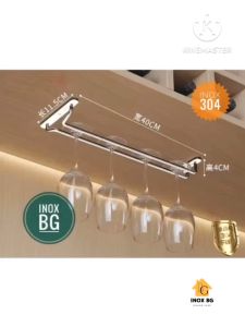 Treo ly rượu vang gắn trần sâu 40cm chất liệu Inox 304