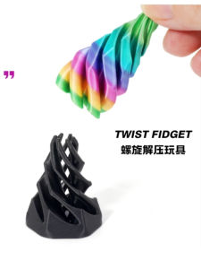 3D Printed Spiral Cone Stress Reliever Toy Spiral Pyramid High Aesthetic Value Stackable Black Technology Extendable Pyramid