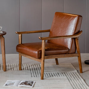 Scandinavian Single-Seat Sofa Chair Solid Wood Chair Study and Bedroom Balcony Casual Sofa Japanese Living Room Simple Wood Chair