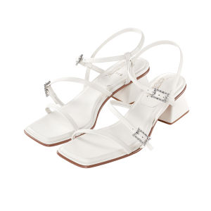 Elegant Silver Lotus Womens Sandals mid Heel Summer Shoes High Heels Fashionable Design Large Size Shoes Fashionable Breathable