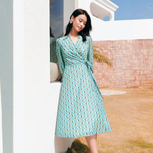 Koradior | Chiffon Elastic Gingham French Tealength Dress