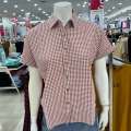 Connexion kemeja wanita lengan pendek motif kotak-kotak S-XL. 