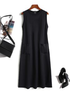 Elegant Breathable Cotton Linen Sleeveless Long Dress Women Summer Simple Luxury Airy Feel A-Line Gown Street Style Zipper Closure