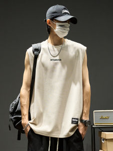 Pure Cotton Basketball Sport Vest Mens Sleeveless T-Shirt Summer High Street Embroidery Cool Brand Loose Fit Breathable