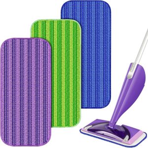 Reusable Mop Pads for Swiffer Wet Jet Mop Pads Refill Washable Microfiber Wet Dry Cloths Replacements 12\" Mop All Purpose Floor