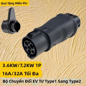 Bộ Chuyển Đổi Sạc Xe Điện 16A 32A Loại 1 Sang Loại 2 Đầu Nối Xe Điện J1772 Bộ Chuyển Đổi Sạc 3.6KW 7.2KW Cho Xe 220V