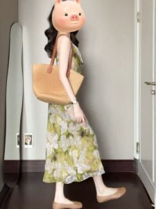 CHANGTONG | Vintage Mature Style Halter Print Dress