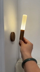 Magnetic Wall Sconces Light Motion Sensor Rechargeable no wiring Lights Wooden For Home Room Decor Bedroom Stair Night Lighting