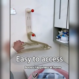 Double Clothes Hanger Retractable Dismountable Wall Mounted Non-Drilling Load-Bearing Holder