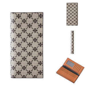Baellerry | 1Pcs-Baellerry Large Capacity Womens Long Wallet Vintage Printed Pu Leather Wallet 10 Card Slots + Zippered Coin Pocket Fashionable Business Wallet