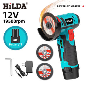 HILDA 3 inch Mini Angle Grinder 12v Cordless Power Tool For Cutting Diamond Polishing And Grinding Rechargeable Angle Grinder