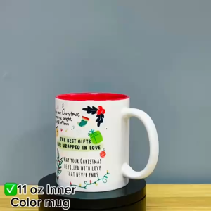PYD Custmoized 11oz Ceramic Inner Color Coffee Mug Cup of Christmas Spirit Gift Ideas & Souvenir
