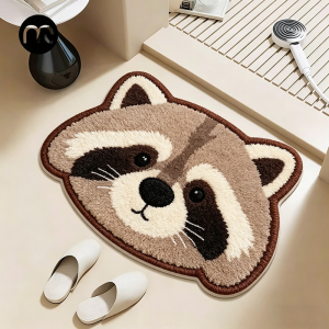 VIKAMA Cute Animal Face Bath Mat Bathroom Non Slip Carpet Bedroom Entrance Floor Mat Home Decoration