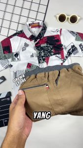 Setelan Kemeja Anak Motif Lengan Pendek Usia 1-10 Tahun