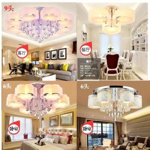 Modern Crystal Ceiling Light Living Room Lamp Simple Master Bedroom Lighting Luxury Home Use Voice Control Large Light