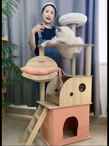 คอนโดแมว คอนโดต้นไม้แมว คอนโดแมวใหญ่ หลุมแมว เพิ่มความสูง condo งานไม้ทั้งหลัง สูง200CM