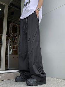 กางเกงลำลองผู้หญิงแห้งเร็วสีเทาอ่อน กางเกงขายาวทรงตรงเอวสูง ผ้าโพลีเอสเตอร์ ฤดูร้อน 2024 กางเกงขายาวผ้าไหมน้ำแข็งบางระบายอากาศได้ดี