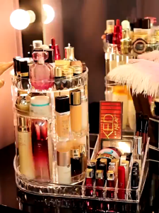 Rak Kosmetik Putar 360 Derajat Transparan Serbaguna / Kotak Penyimpanan Kuas Makeup / Rak Brush Makeup Rak Kosmetik Acrylic Putar 360 Derajat Transparan Tempat Make Up Organizer/rak putar/rak acrilic