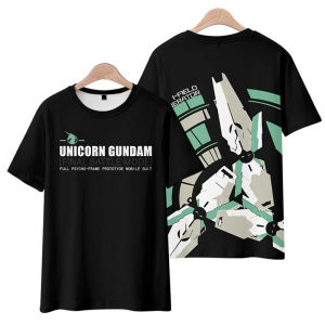 Bandai | Unicorn Gundam Final Battle Form Impression T-shirt I Stand Anime Peripheral Mobile Warrior Short-sleeved Male Summer
