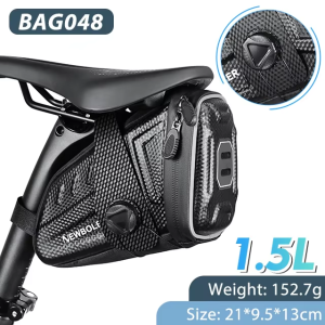 NEWBOLER Bicycle Saddle Bag Waterproof EVA Hard Shell Road Bicycle Tail Bag Reflective Striped Bike Rear Bag Bike Accessories