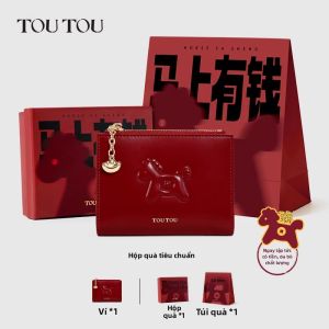 TOUTOU | Ví Đa Năng Da Bò Màu Đỏ cho Phụ Nữ