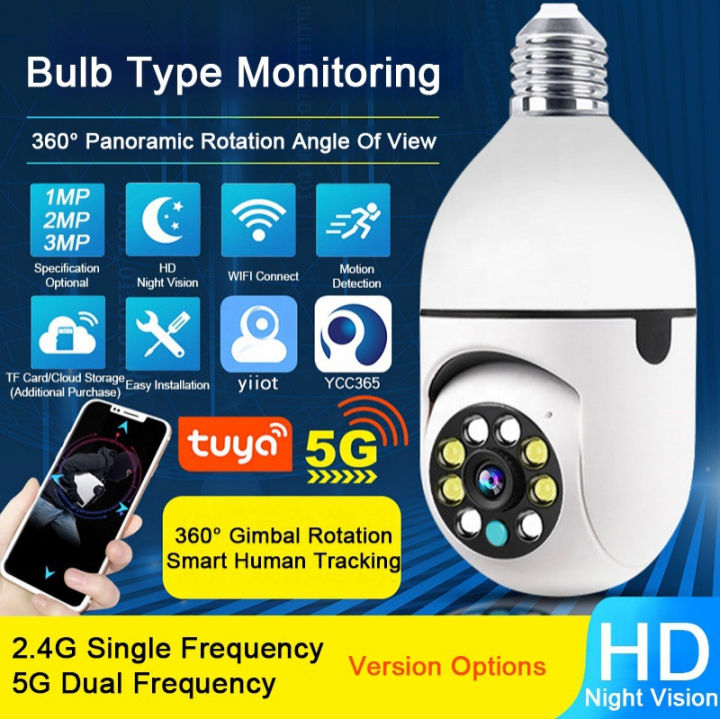 360° 1080P IP E27 Light Bulb Camera Wi-Fi Wireless Smart Home Security IR Night