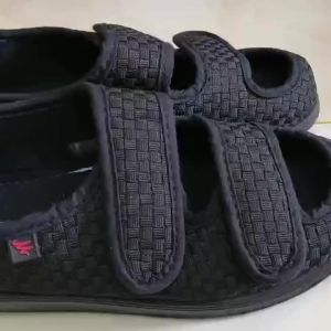 รองเท้าผู้ป่วยเบาหวาน LJSUPERLI ฤดูร้อน สบาย ระบายอากาศได้ ทางการแพทย์ ศัลยกรรมกระดูก หัวกลม สีดำ สำหรับผู้ชายและผู้หญิง