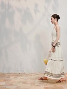 SUSHE | Bohemian Style Printed Square Neck Top Straight Leg Pants Half Skirt Set