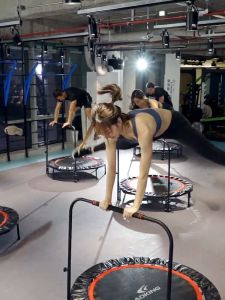 Silent Foldable Trampoline 40 Inch Adults Kid With Armrest Adjustable Handle Home Gym Jumping Bed Fitness