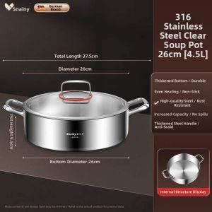 Snainy | Home Induction Compatible 316 Stainless Steel Thickened Large Capacity Yuan Yang Hot Pot