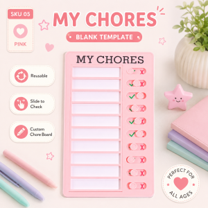 Reusable Sliding Chore Chart Self Discipline Checklist Board Back to School Habit Tracker Plastic Task Planner for Kids Adults