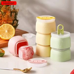 Homior ถาดแม่พิมพ์ไอศครีมน้ำแข็งซิลิโคนเกรดอาหารพร้อมไม้ไอติมทำพุดดิ้งเจลลี่พุดดิ้งอุปกรณ์บาร์เทนเดอร์ฤดูร้อน