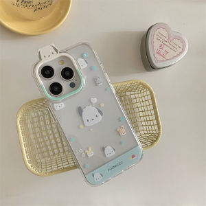 INS Cute Cartoon Sanrio Lens Frame for Apple 16promax Phone Case Iphone15 New Arrival 13 Womens 14pro Stylish Creative 12pro Transparent All-Inclusive Drop-Resistant Protective Case