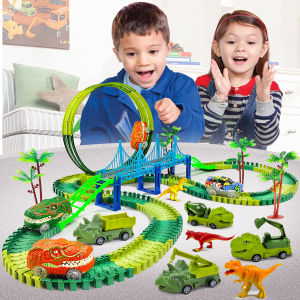 Children Electric Magic Climbing Dinosaur Track Toy Engineering Car Kids Track Car Train Toys for Children Birthday Gift