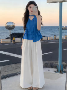 Shalldoer | Dopamine Style Korean Fashion Set Women Sleeveless Top High Waisted Wide Leg Pants