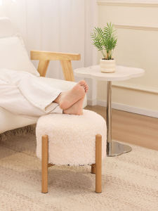 Creamy Style Sofa Bench Footstool Home Living Room Small Stool Creative Mushroom Design Entrance Door Slip-off Shoe Stool Low Table