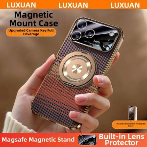 LUXUAN | Vỏ Ốp Đứng Từ Tính cho iPhone 17 Pro Max Mẫu Sợi Carbon Bảo Vệ Toàn Diện Ống Kính
