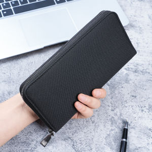 New mens long zipper wallet large capacity multi-card business canvas clutch wallet.