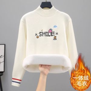 เสื้อสเวตเตอร์ถักคอสูงครึ่งตัวสำหรับผู้หญิง ฤดูใบไม้ร่วง/ฤดูหนาว 2025 ใหม่ เสื้อชั้นในหนา อบอุ่น สำหรับนักเรียนมัธยมต้นและมัธยมปลาย