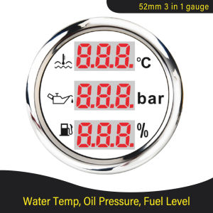 52mm 3 in1 Multifunctional Digital Gauge Water Oil Temperature Pressure Fuel Level RPM with Alarm 12Volt 24V for Auto Truck