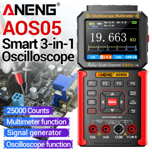 ANENG | ANENG AOS05 3‑in‑1 Handheld Oscilloscope Multimeter Signal Generator 25000 Counts True RMS 50MHz Type‑C Rechargeable for Repair