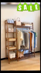 RRH Clothes Rack Stand 80/130/150/190CM Bamboo Brown/Wood Coat Rack Wardrobe Clothes Hanging Rack
