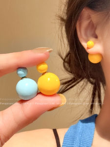 ต่างหูทรงกลมสีสันสดใสสำหรับผู้หญิง ดีไซน์น่ารัก ดีไซน์ไม่ซ้ำใคร ต่างหูแบบอเนกประสงค์ ต่างหูรูปผลไม้ หวานและน่ารัก
