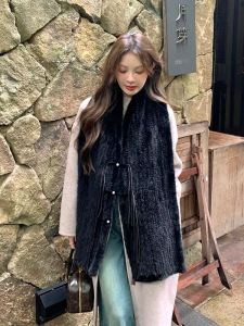 Warm Feng Shui Fox Fur Shawl Womens Winter Chinese Style Double-sided Woven Fur Scarf Large Turtleneck Retro Tassel Design