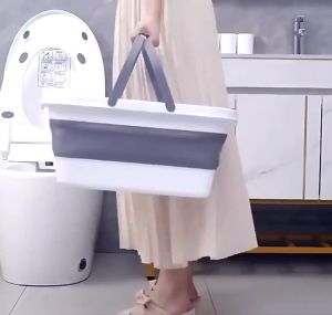 READY STOCK❤️Portable Large Capacity Bucket with Wheels Bathroom Foldable Collapsible Bucket Multipurpose Foldable Pail Baldi Lipat 折叠水桶