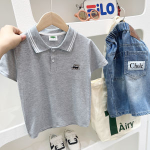 Boys Loose Fit Short Sleeve Polo Shirt Striped T-Shirt Summer Casual Wear Comfortable Breathable Cotton Blend Half Sleeve Top